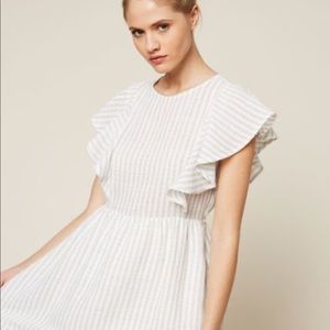 ❤️Suncoo Robe Cania Ruffle White Silver Dress S❤️